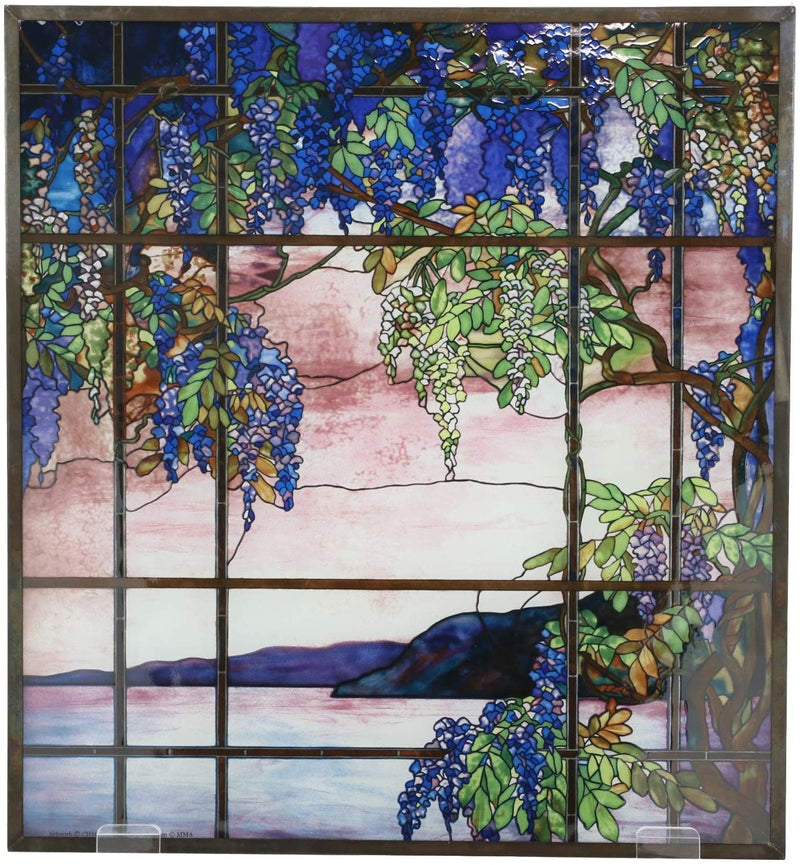 Ebros Louis Comfort Tiffany Landscape Window Oyster Bay Stained Glass Art Panel