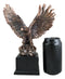 Aerial Majestic Bald Eagle On Rock Ledge Stretching Out Wings Figurine With Base