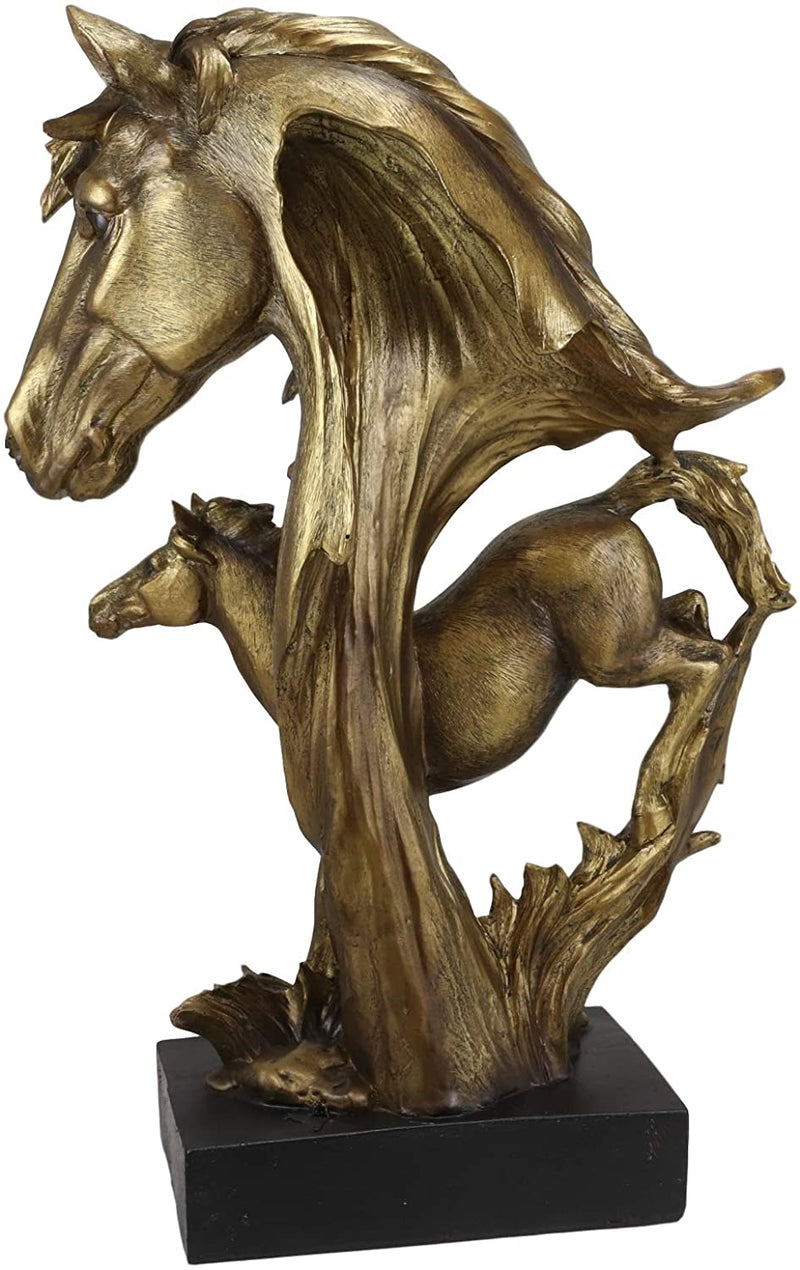 Ebros Large 15" H Wild Stallion Horse Bust Statue On Museum Style Pedestal Base