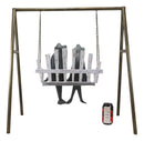Ebros Gift 27.5" Tall Aluminum Metal Whimsical Love is in The Air Frog Couple Sitting On Porch Swing Garden Statue Frogs Patio Pool Pond Lawn Yard Decorative Sculpture Feng Shui Zen Accent