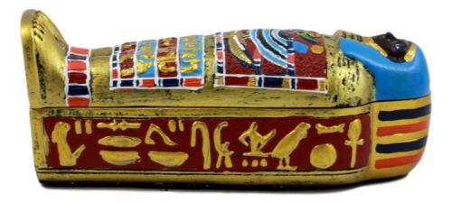 Ancient Egyptian Saqqara Pharaoh Mummy Sarcophagus Figurine 4"H Keepsake Box