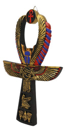 Ebros Egyptian Golden Ankh Scarab Maat and Eye of Horus Wall Decor Figurine 8" H