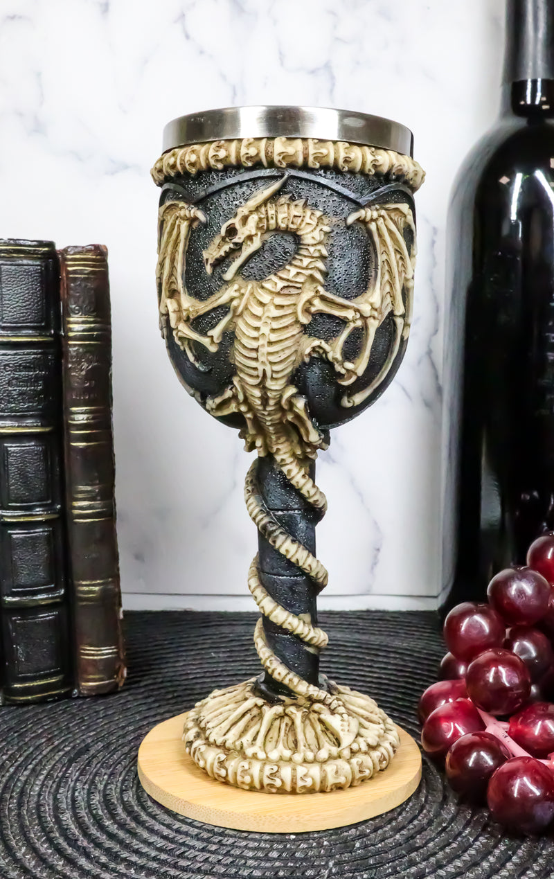 Ebros Gift Medieval Flying Dragon Skeleton Fossil Ossuary Goblet Wine Chalice
