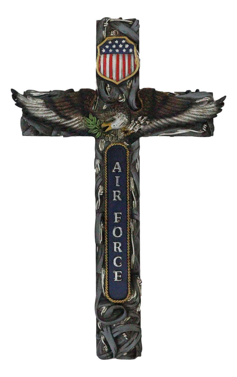 Western USA Flag Air Force Military Patriotic Bald Eagle Memorial Wall Cross