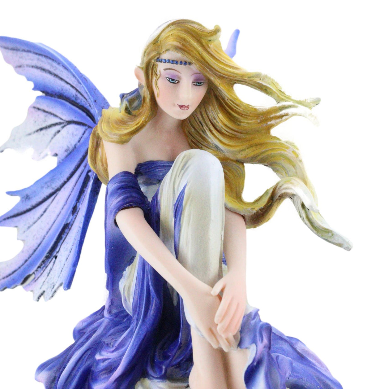 Ebros Blonde Fairy Sitting On Lunar Full Moon Statue 8.5" Tall by Nene Thomas