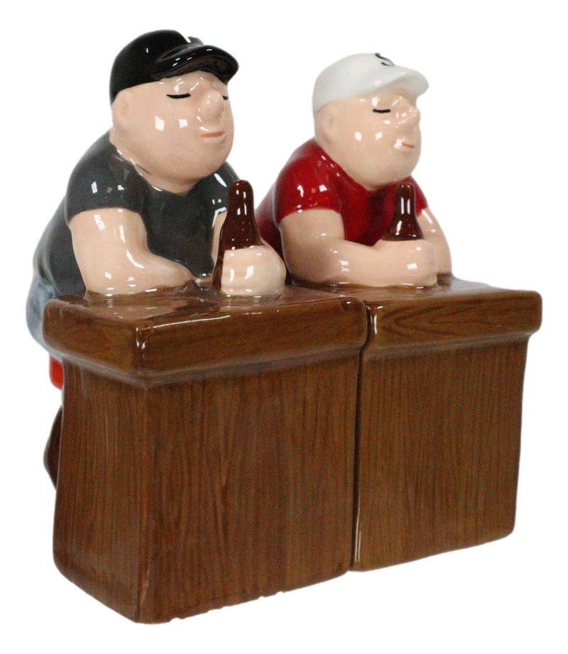 Colorful Mooning Beer Buddies Bar Pub Scene Ceramic Salt and Pepper Shakers Set