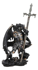 Ebros Ghost Elemental Dragon With Battle Armor And Long Sword Letter Opener Statue