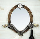 Western Dual Pistols US Marshall Badge And Braided Lasso Ropes Wall Mirror 16"H