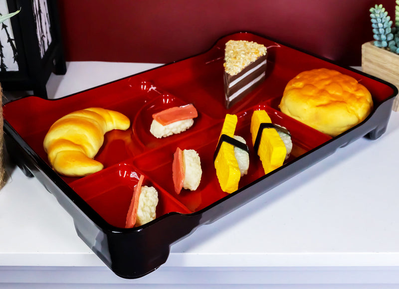 Japanese Large Bento Box With 6 Compartments Lacquered Platter 14"LX9.25"W (5)