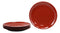 Ebros Contemporary Round 11.5"D Red Black Large Melamine Dinner Plate Set of 6 Plates