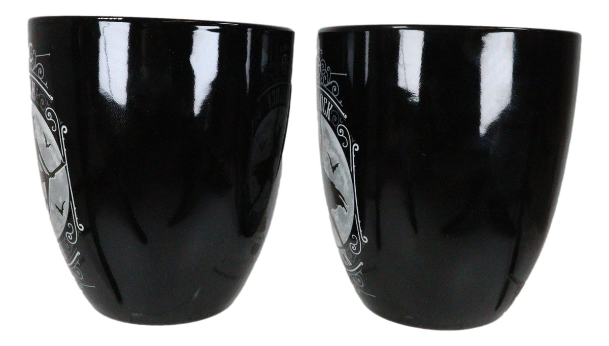Set Of 2 Wicca Triple Moon Goddess Witch And Pentagram Warlock Porcelain Mugs