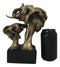 9"H Safari Bush Elephant And Calf Family Bust With Trunks Up Auspicious Statue