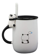 Chubby Baby Giant Panda Bear Ceramic Coffee Tea Mug Drink Cup With Spoon And Lid