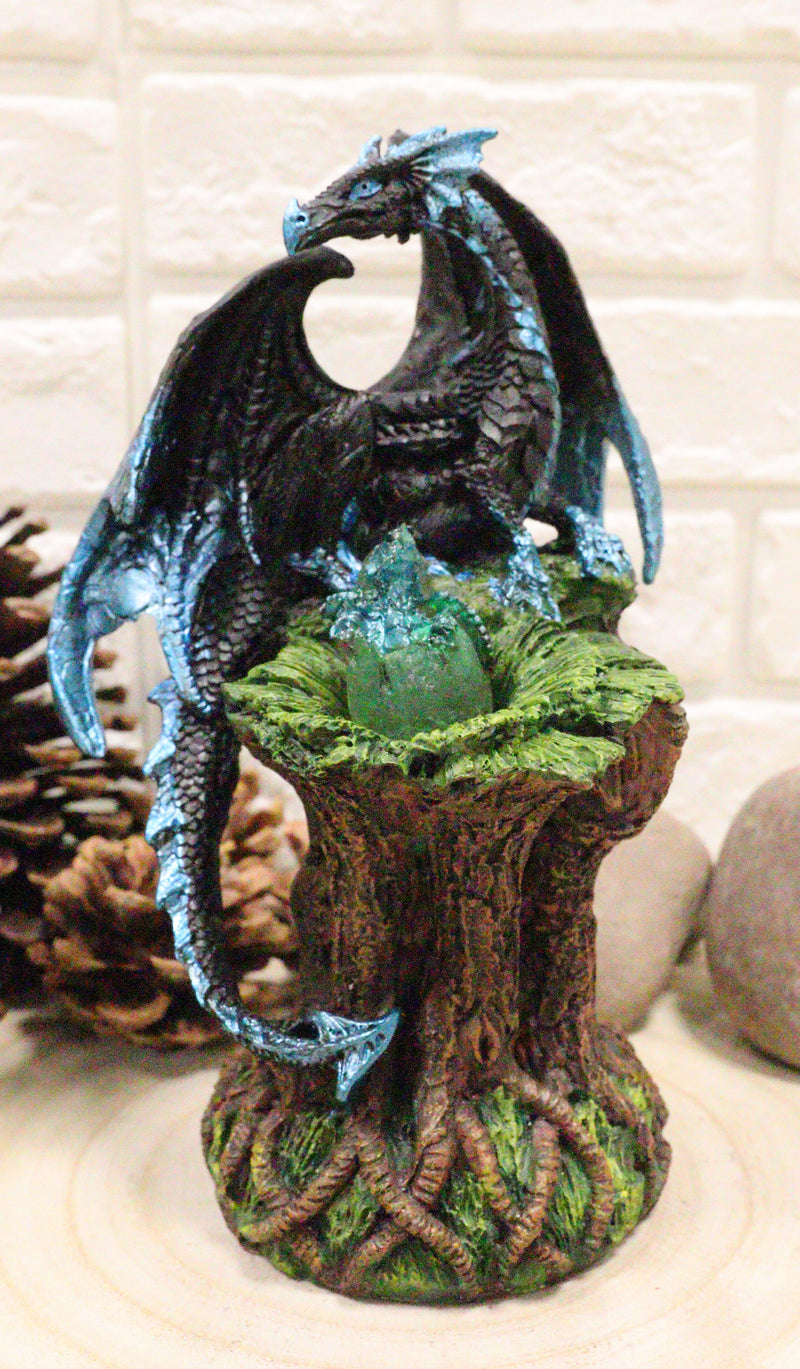 Ebros Blue Midnight Dragon Mother Guarding LED Translucent Egg Figurine Night Light