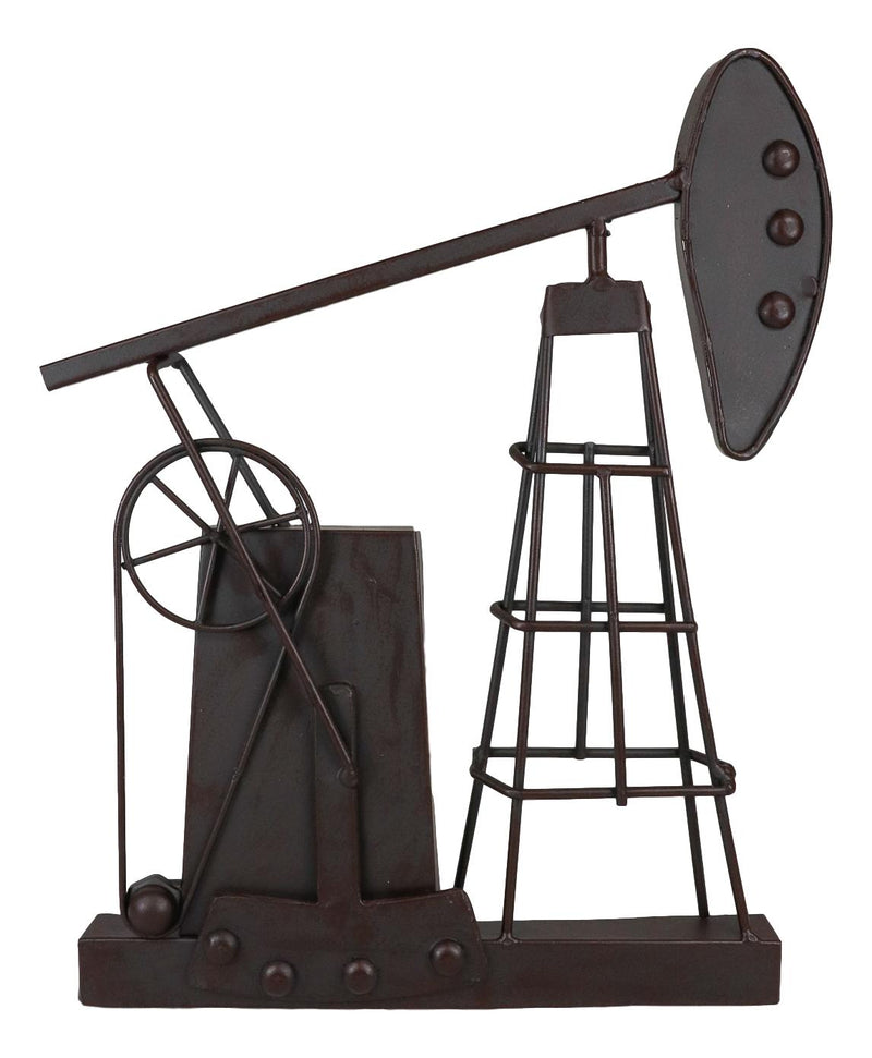 Ebros Rustic Metal Vintage Oil And Gas Derrick Rig Pump Jack Wall Art Decor 3D Plaque