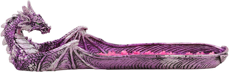 Ebros Magenta Sunset Dragon Guarding Pink Crystal River Incense Burner Holder