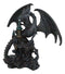 Stone Dragon With Open Wings Guarding Medieval Castle On Mountain Rocks Figurine