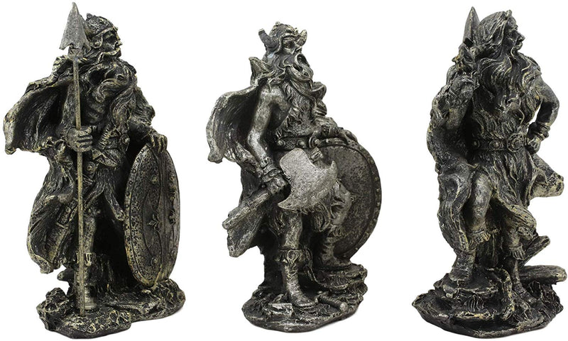 Ebros Gift Small Norse Viking Warlock Gods and Sorcerer Statue Set of 3 Figurine