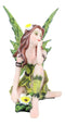 Small Meadowland Tribal Green Barberry Flower Girl Fairy Daydreaming Figurine