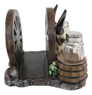 Ebros Western Bull Skull By Wheel Wagon And Barrels Salt Pepper Shakers Napkin Holder
