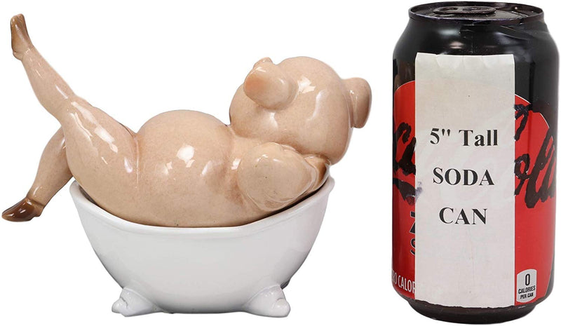 Ebros Sexy Babe Marilyn The Swine Pig Diva Bathing in Bathtub Statue 6"L Animal Decor