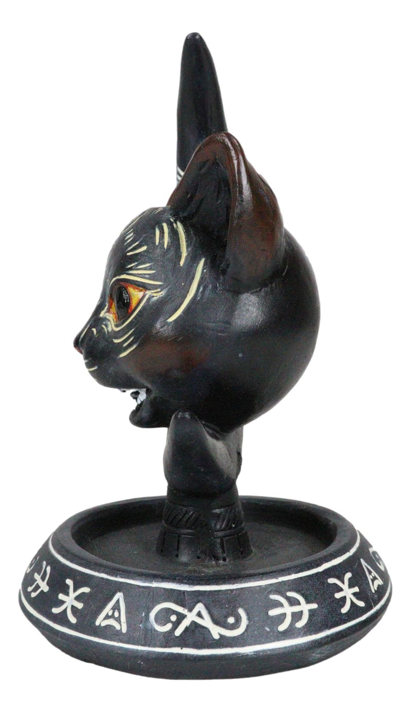 Occult Wicca Sacred Geometry Black Cat Crescent Moon Backflow Incense Burner