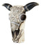 Western Rustic Cow Skull With Tooled Tribal Scroll Detailing Vase Planter Decor