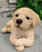 Lifelike Adorable Labrador Puppy Dog Lying On Belly With Crossed Arms Figurine