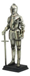 Large 12.5"H Medieval Suit of Armor Swordsman Knight Standing Guard Statue Decor