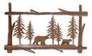 23"L Rustic Forest Black Bear And Cub By Pine Trees Metal Wall Art Sign Plaque