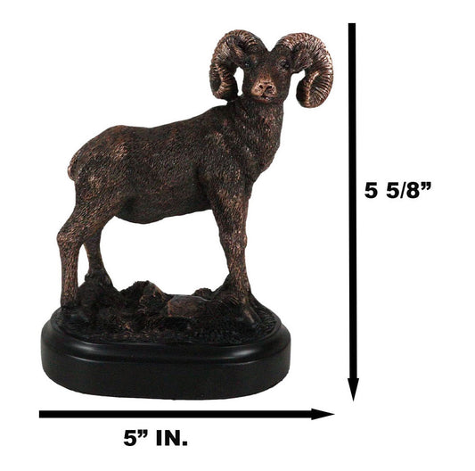 Wildlife Animal Taxidermy Bighorn Sheep Ram On Grassland Figurine With Base