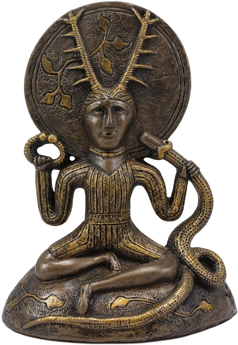 Ebros Oberon Zell Herne Cernunnos with Deer Antlers and Earth Disc Statue 6.25"H