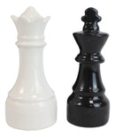 Black King And White Queen Checkmate Chess Ceramic Salt And Pepper Shakers Set