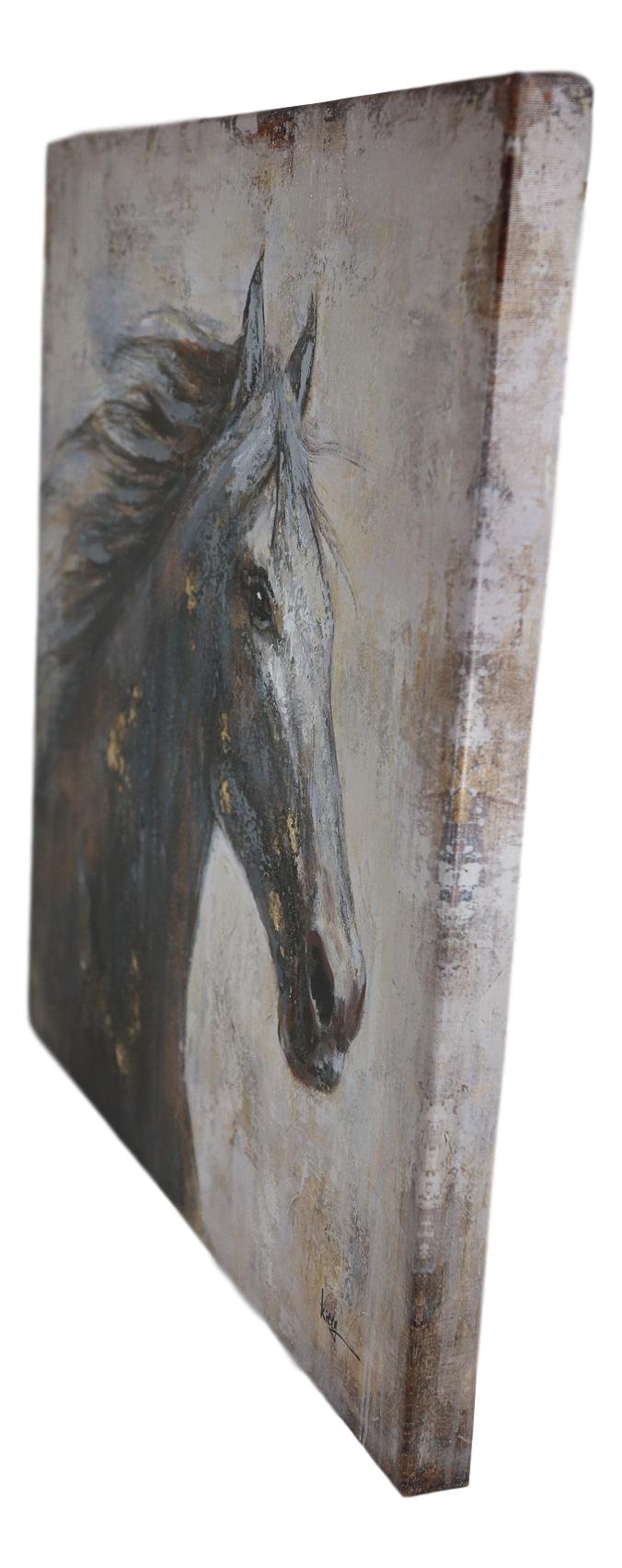Rustic Country Western Running Mustang Horse Canvas Picture Wooden Frame 24"24"
