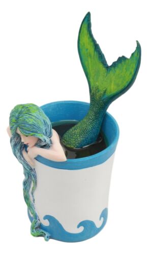 Ebros Amy Brown Fantasy Morning Bliss Pretty Mermaid In Coffee Cup Statue Nautical Coastal Decor Sculpture Figurine