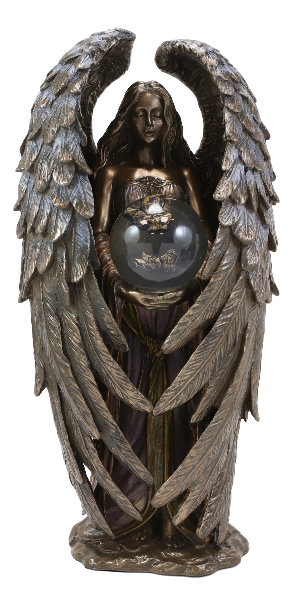 Ebros Sheila Wolk Tranquility Angel & Metamorphosis Butterfly Glass Ball Statue