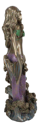 Art Nouveau Ocean Siren Mermaid With Bottlenose Dolphin Statue Nautical Decor