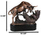 Wall Street Stock Market Charging Bull Trouncing Bear Statue With Pedestal Base