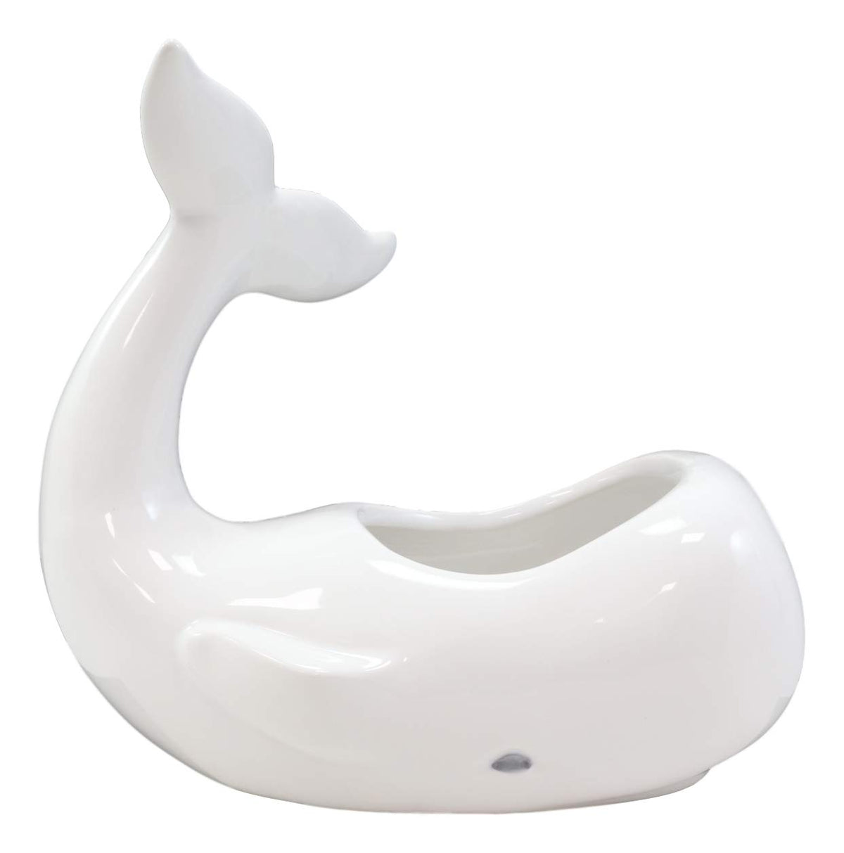Ebros Ceramic White Nautical Coastal Marine Cachalot Sperm Whale Planter Pot Sculpture for Succulents Or Herbs Or As Sea Life Decorative Organizer Holder Decor Statue (Small 8" Long)