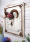 Rustic Western Corsican Ram Skull With Red Tulips Wooden Wall Decor Plaque
