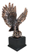Aerial Majestic Bald Eagle On Rock Ledge Stretching Out Wings Figurine With Base