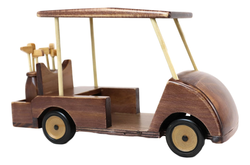 Hand Made Wood Retro Classic Style Golf Cart Pit Car Wine Holder Figurine Decor