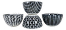 Ebros Gift Made In Japan Stylish Symmetry Contemporary Design 5"Diameter 16oz Porcelain Bowls Set Of 4 For Salad Ramen Pho Soup Cereal Home And Kitchen Decorative Bowl Gift Set (Blue Patterns)