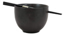 Ebros Whimsical Ceramic Black Lucky Meow Cat Ramen Noodle Bowl & Chopsticks Set