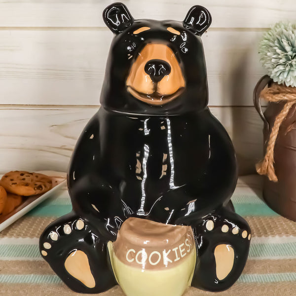 Ebros Rustic Wildlife American Black Bear With 'Cookies' Honey Pot