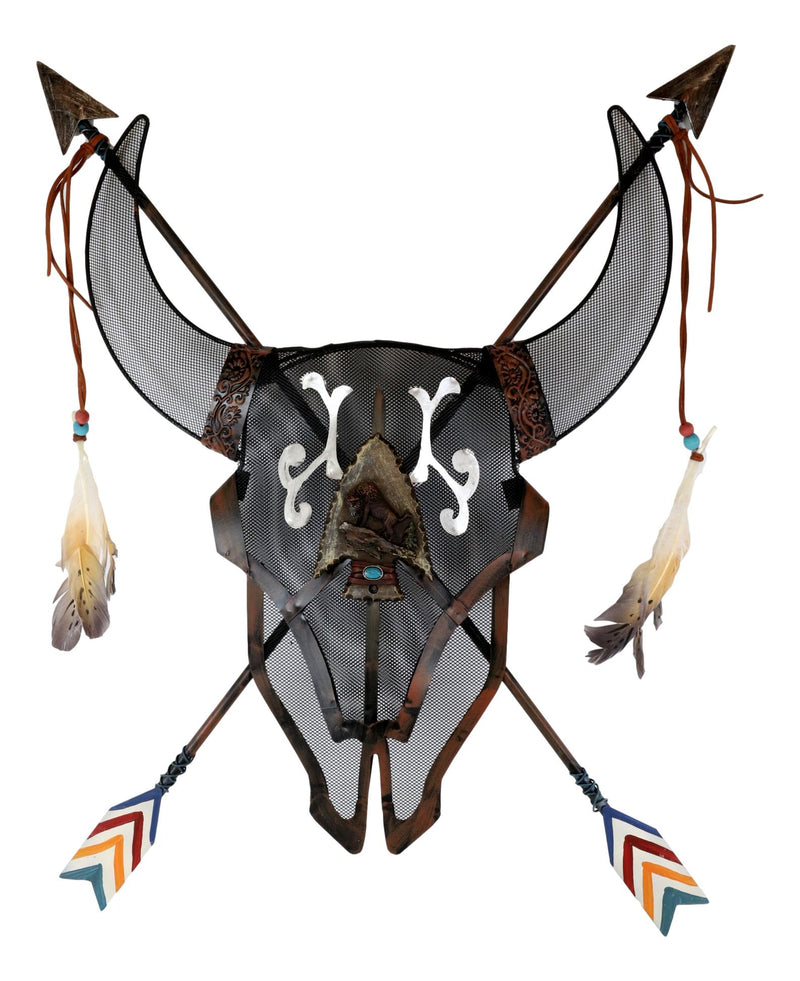 Western Dreamcatcher Indian Warpath Bull Bison Skull Crossed Arrows Wall Decor