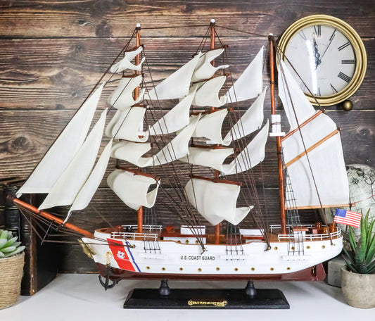 20"L Handicraft Wood United States Coast Guard Cutter Eagle Ship Model Display