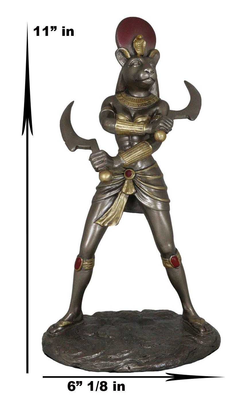 Classical Egyptian Goddess Sekhmet Ra With Solar Disc And Uraeus Statue 11"H - Ebros Gift