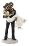 Ebros Groom Carrying Bride Skeleton Face Wedding Couple Statue Figurine 6.25"H