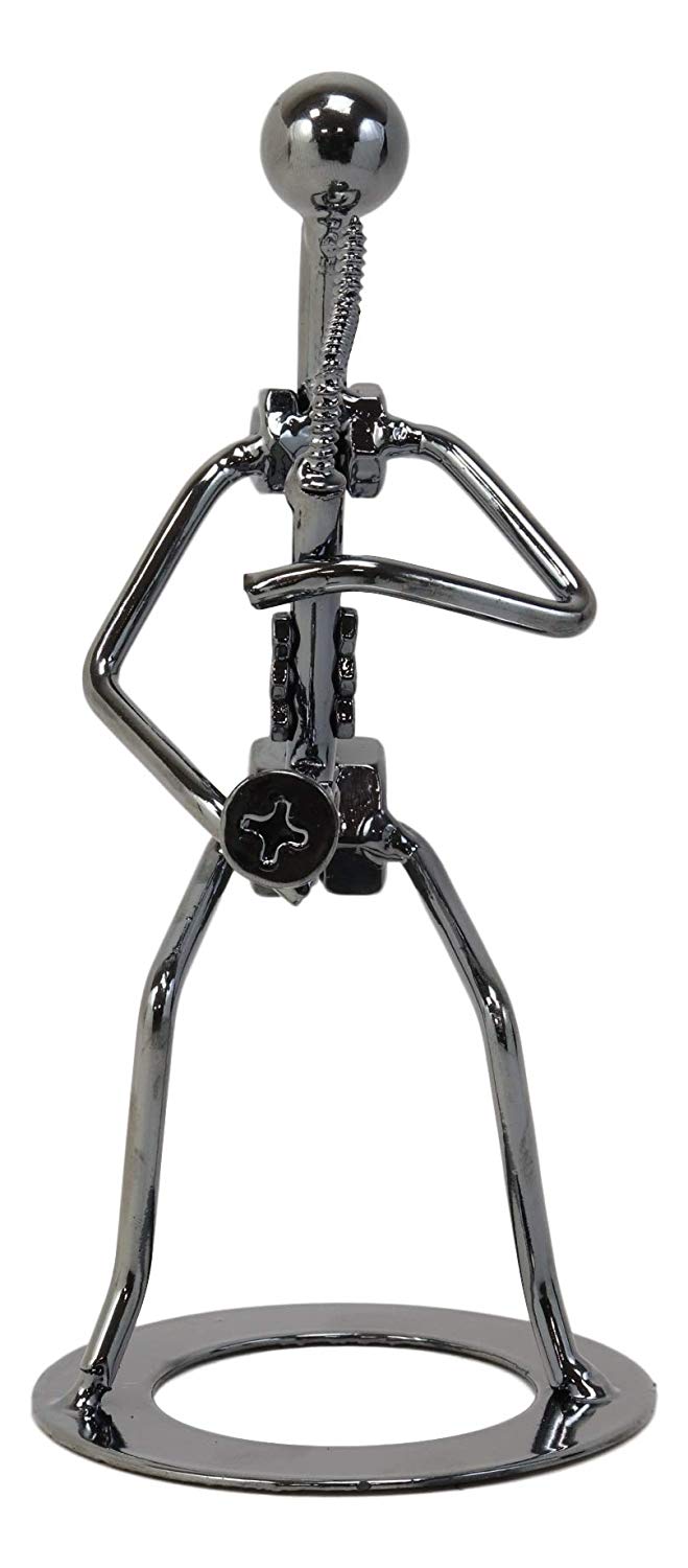 Ebros Gift Decorative Musician Metal Art Music Instrument Player 3D Figurine Hand Sculpted Electroplated Recycled Steel Home and Office Desk Table Decor Statue (Saxophone Player)